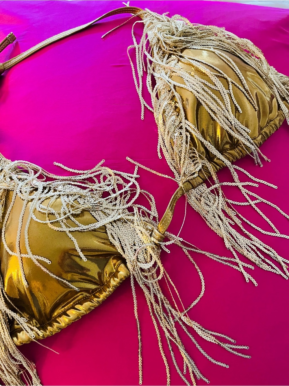 LARGE GOLD FRINGE MISSGUIDED UK BIKINI TOP